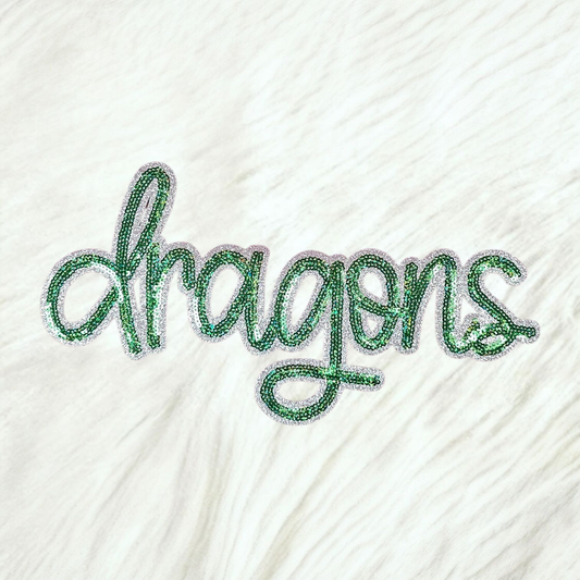 Large Dragons Sequin Iron On Patch