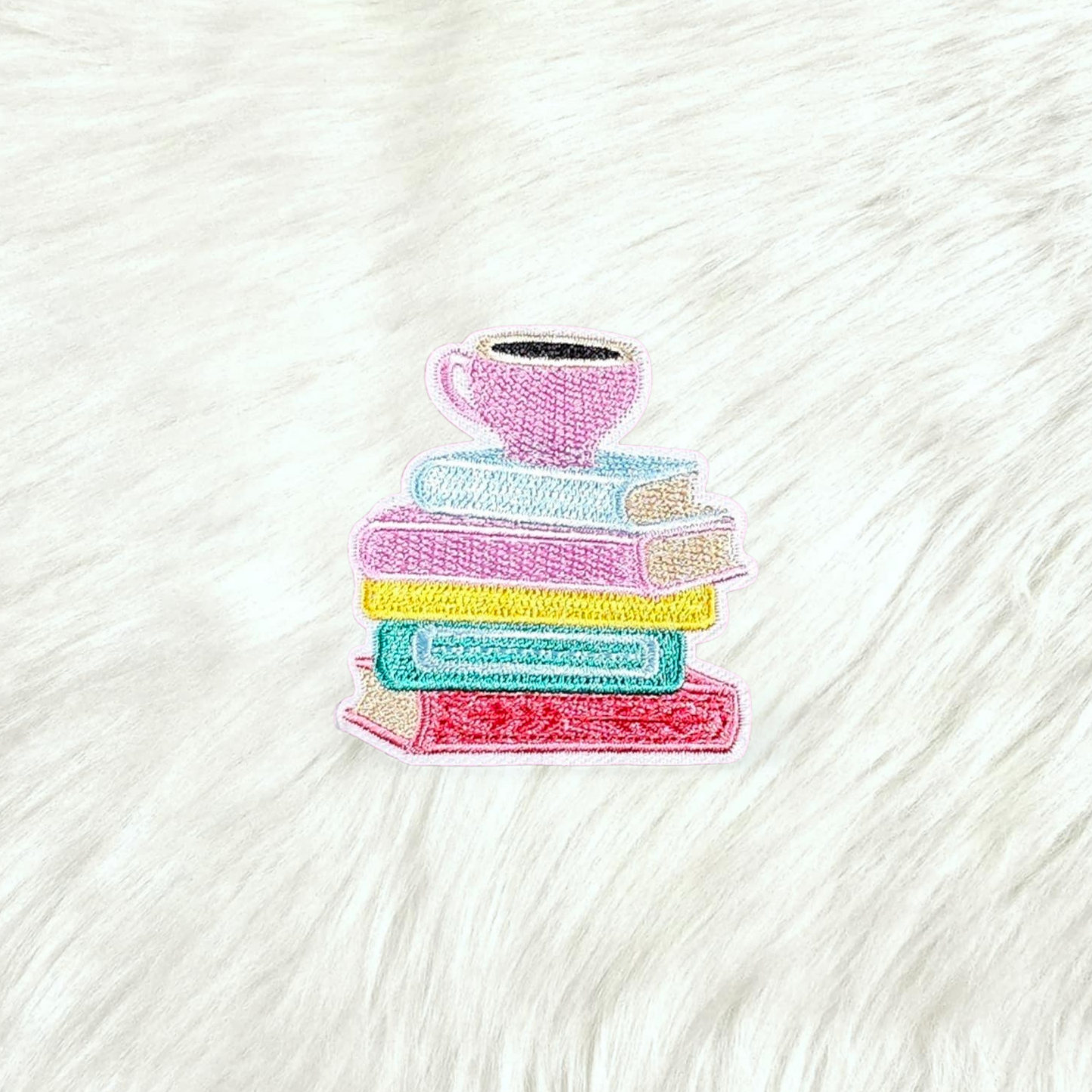 Books and Coffee Embroidery Iron On Patch