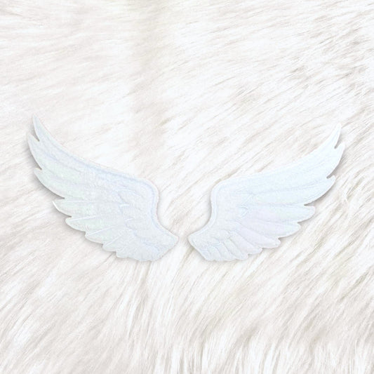Angel Wing White Set Large Fluffy Fuzzy Transfer Patch