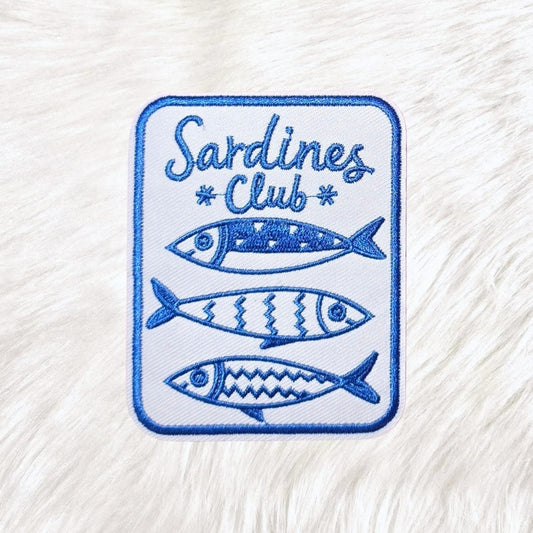 Sardines Club Fish Embroidery Iron On Patch