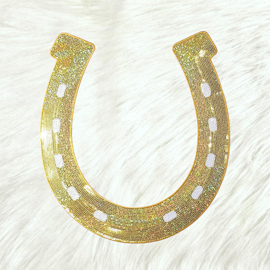 Horseshoe Sequin Large Iron On Patch