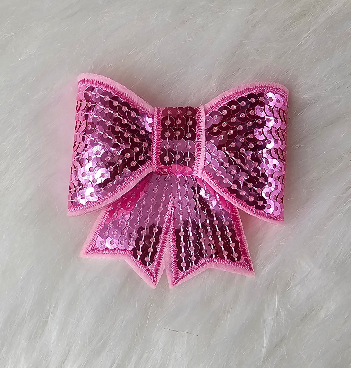 Small Sequin Bow Iron On Patch