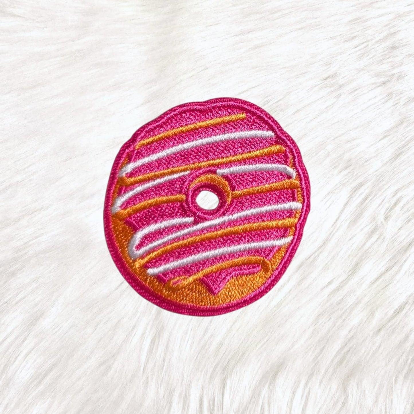 Donut Pink Drizzle Drip Embroidery Iron On Patch