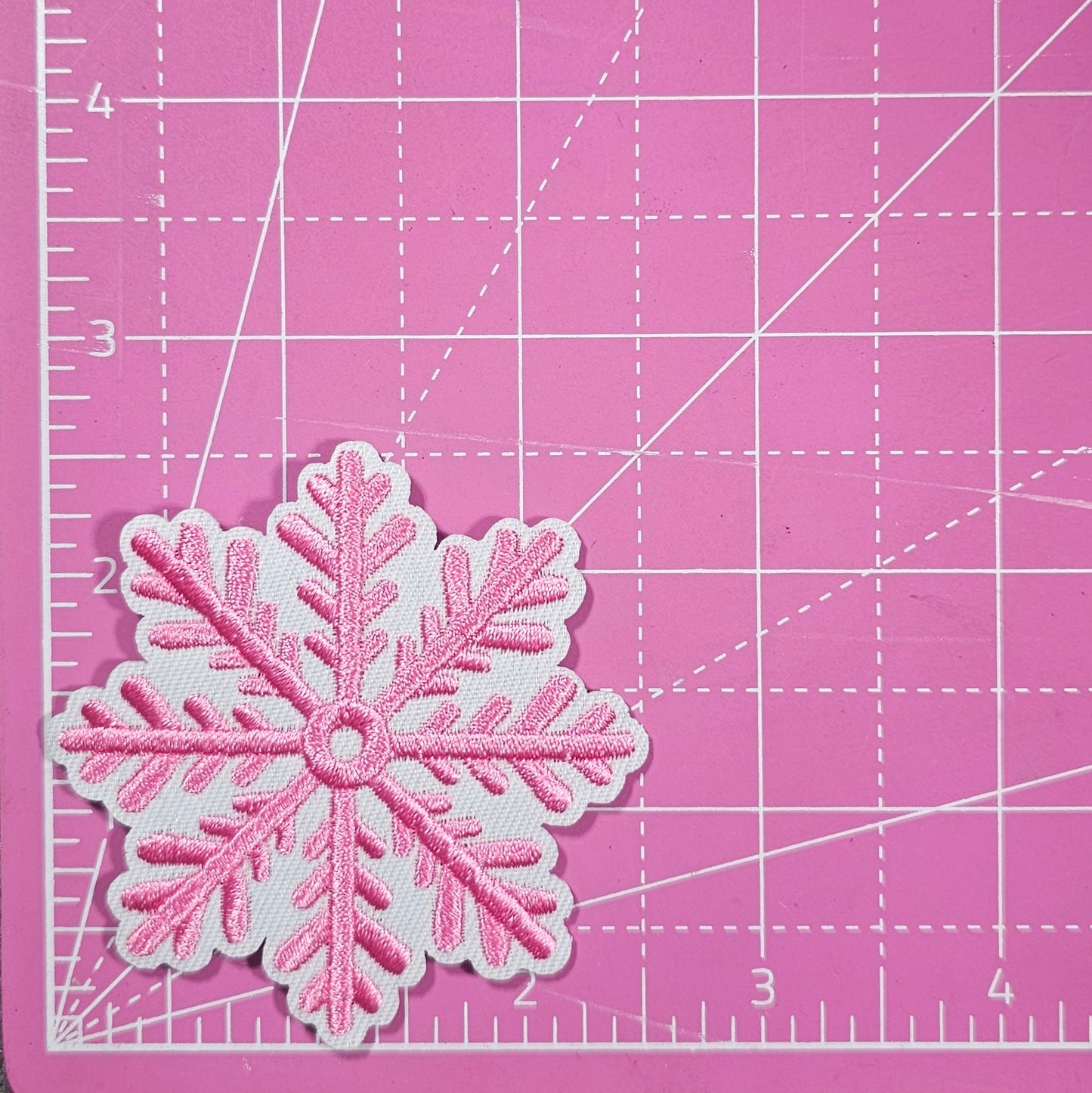 Pink Snowflake Embroidery Iron On Patch