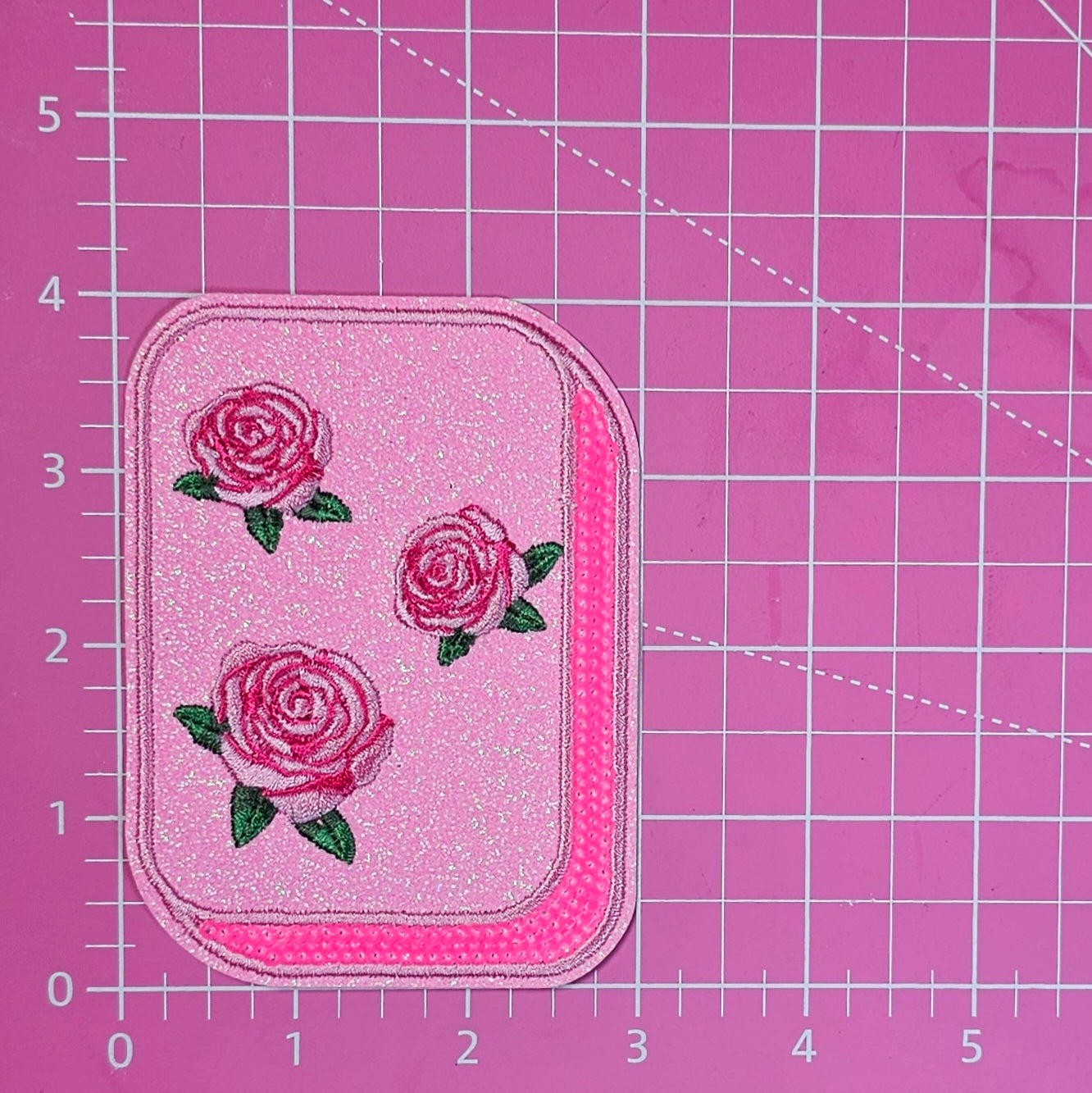 Mahjong Tile Pink Sequin Glitter Iron On Patches