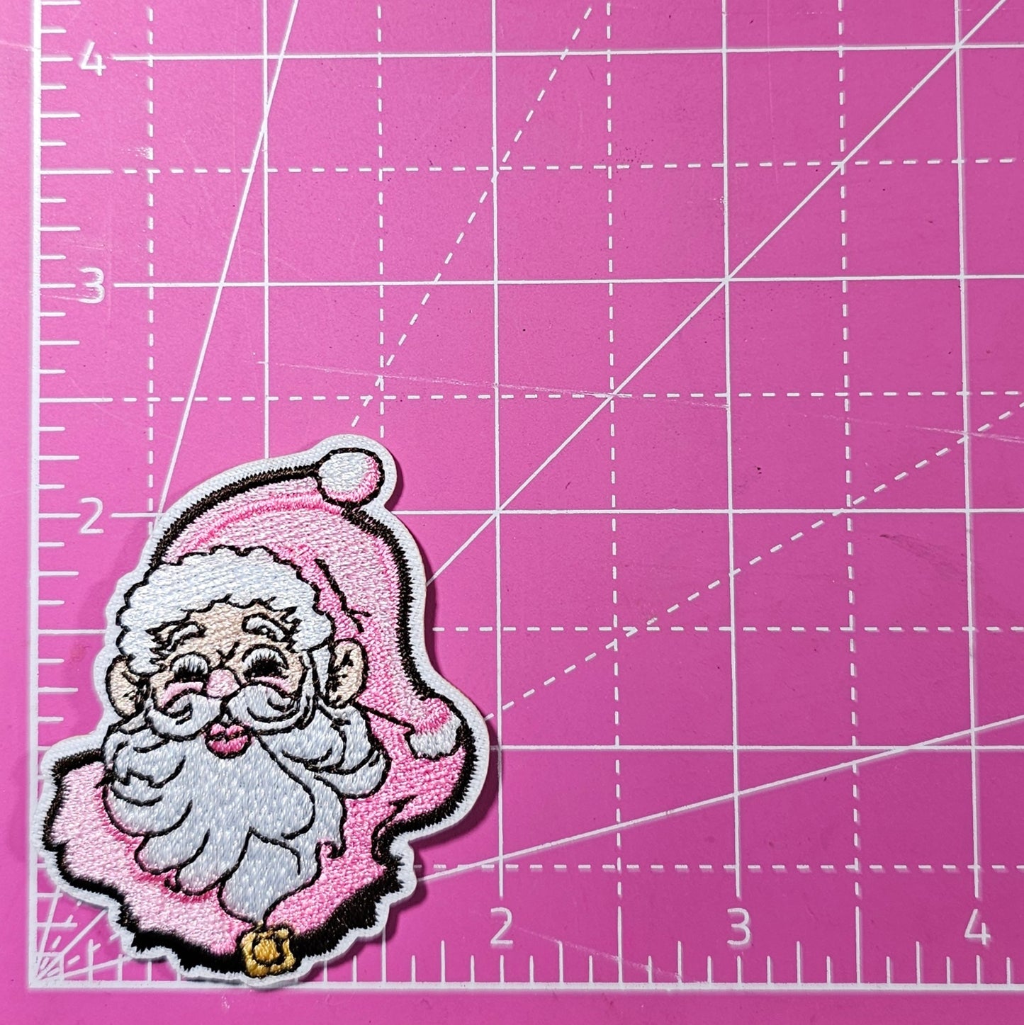 Pink Santa Embroidery Iron On Patch