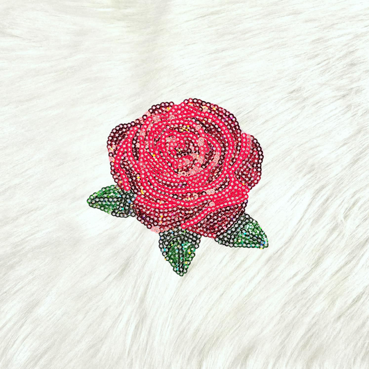 Rose Red Sequin Small Iron On Patch