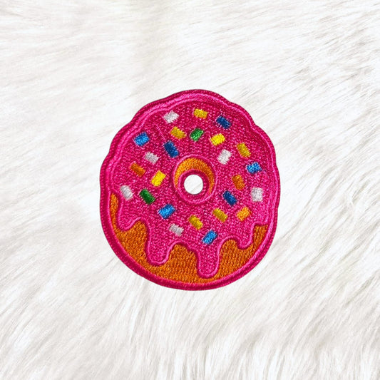 Donut Pink Sprinkle Drip Embroidery Iron On Patch