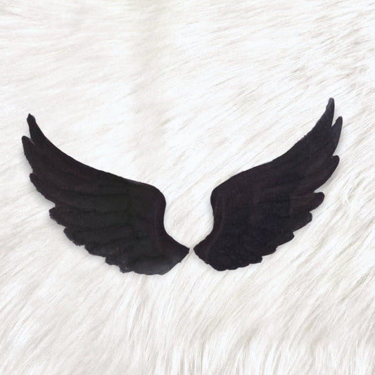 Angel Wing Black Set Large Fluffy Fuzzy Transfer Patch