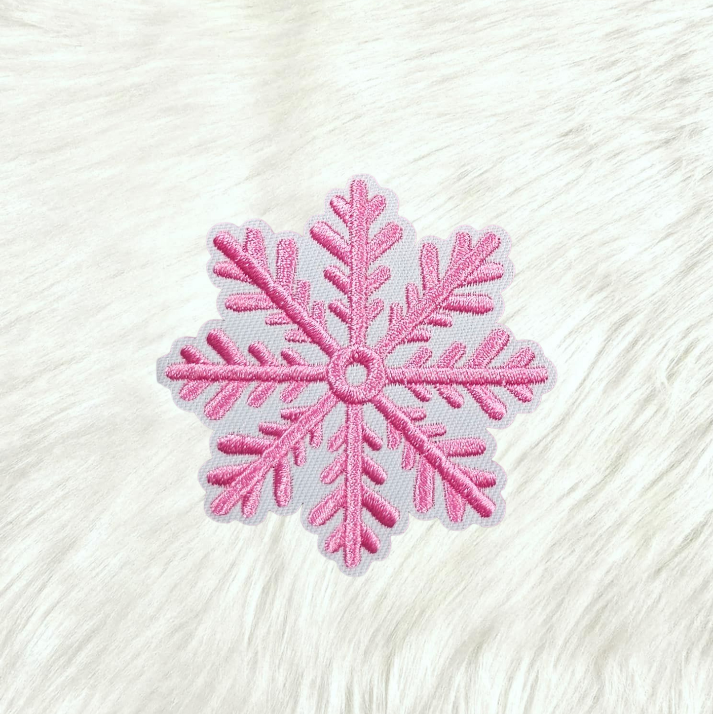 Pink Snowflake Embroidery Iron On Patch