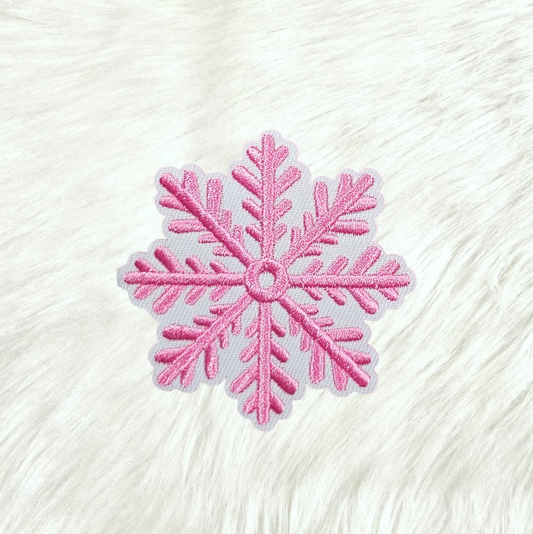 Pink Snowflake Embroidery Iron On Patch