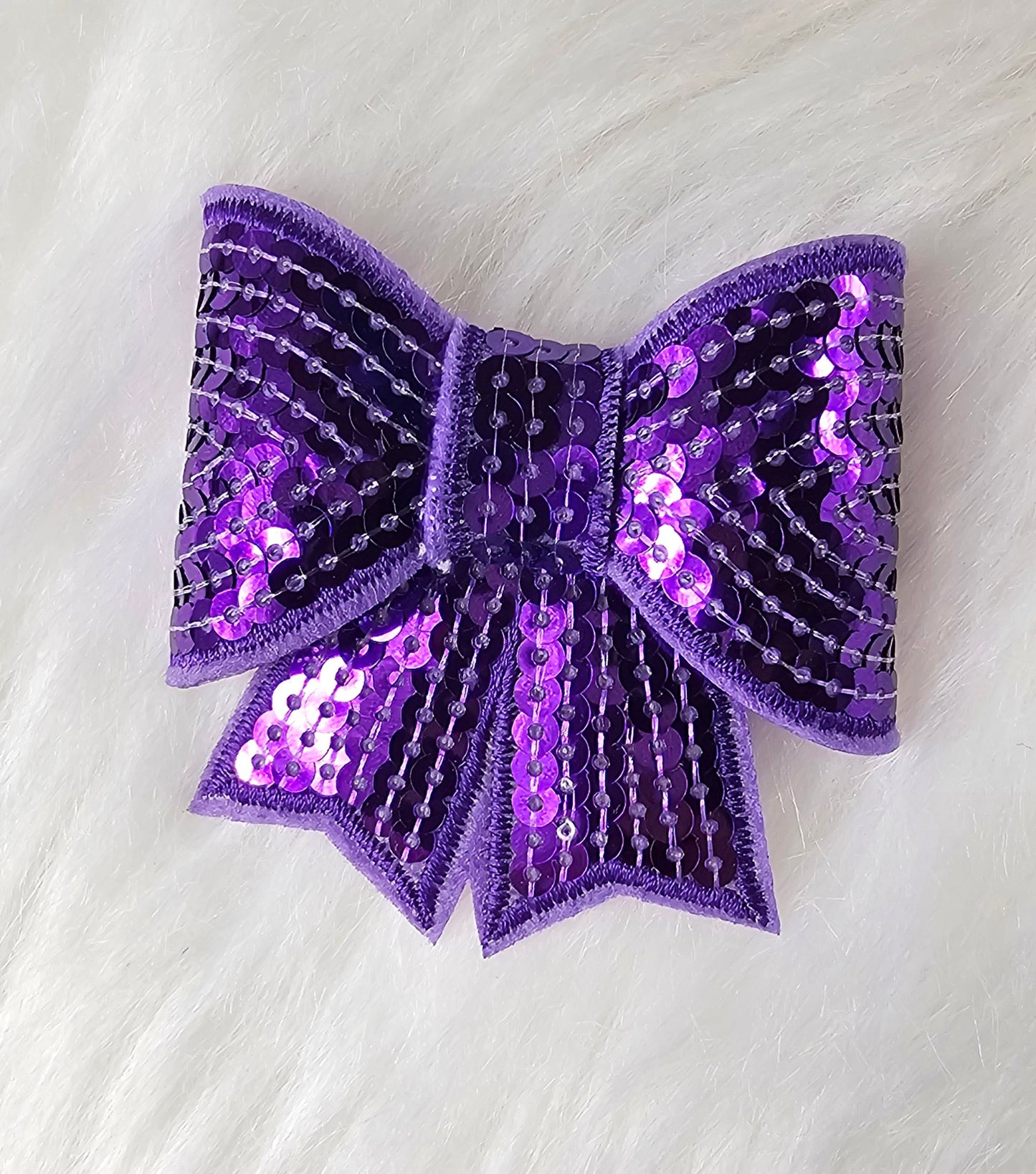 Small Sequin Bow Iron On Patch