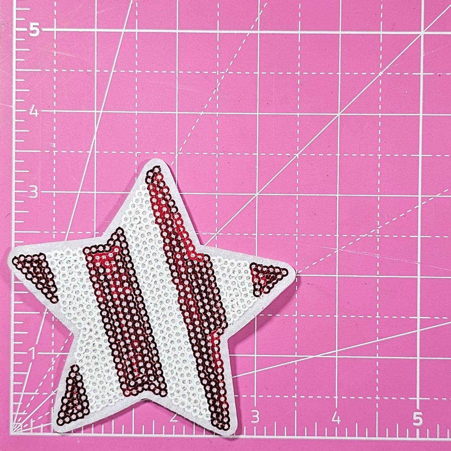 USA Patriotic Stripes Sequin Iron-on Patch