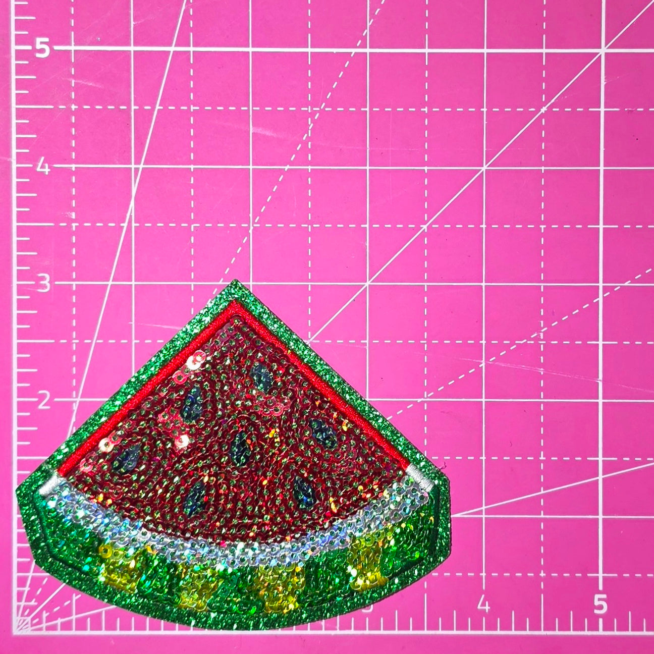 Watermelon Slice Sequin Green Glitter Iron On Patch