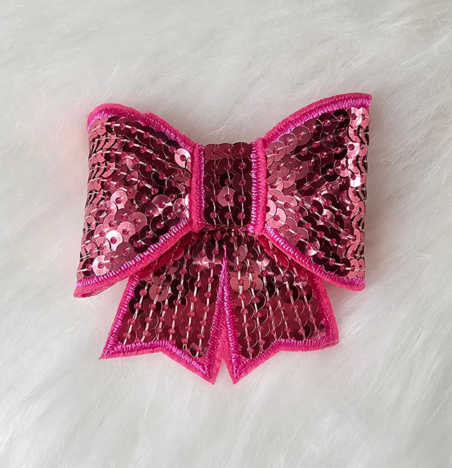 Small Sequin Bow Iron On Patch