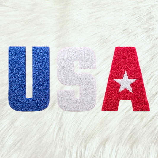 USA Patriotic Fluffy Fuzzy Transfer Patch