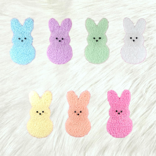 Easter Bunnies Fluffy Fuzzy Rhinestone Transfer Patches