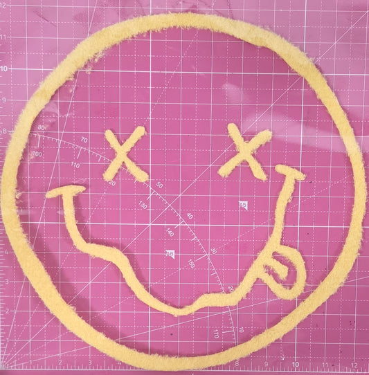 Grunge Smile Yellow Large Fluffy Fuzzy Transfer Patch