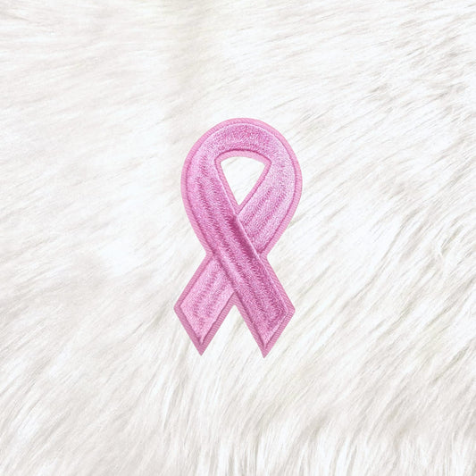 Ribbon Cancer Awareness Pink Embroidery Iron On Patch