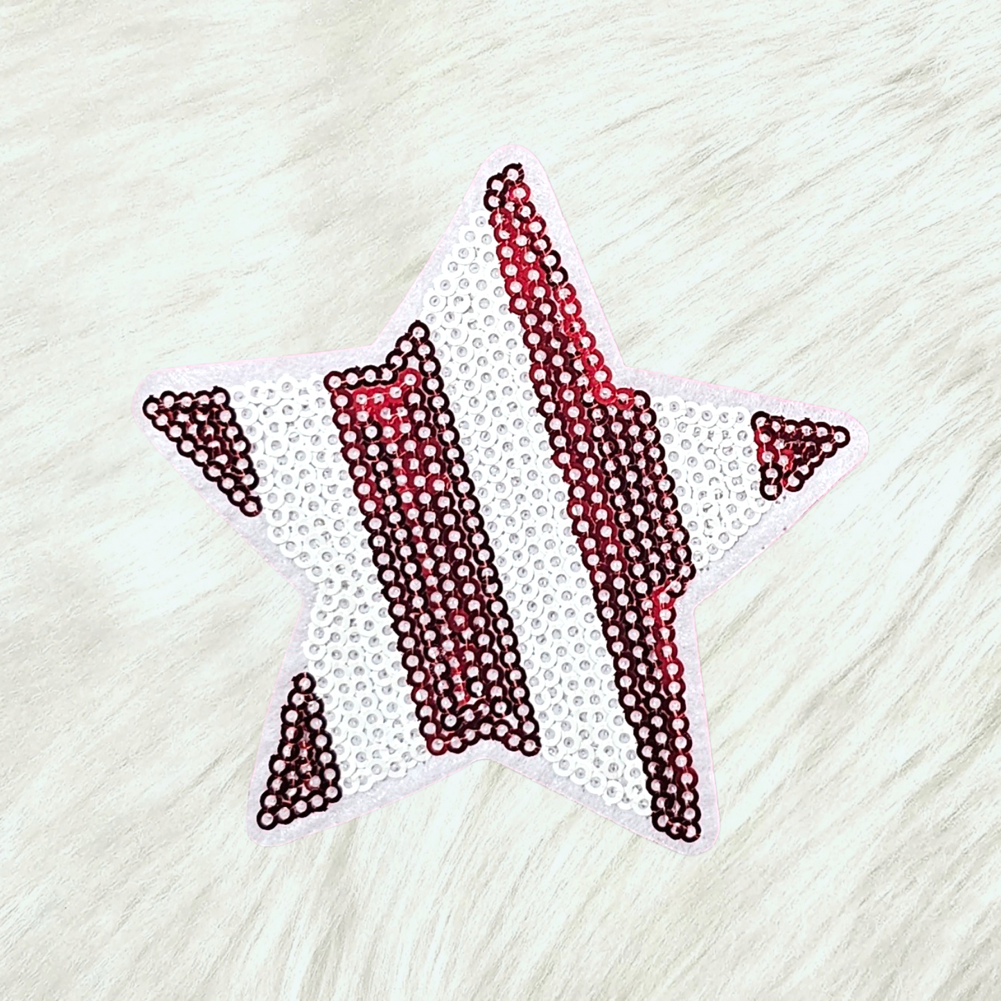 USA Patriotic Stripes Sequin Iron-on Patch