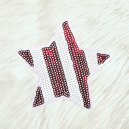 USA Patriotic Stripes Sequin Iron-on Patch