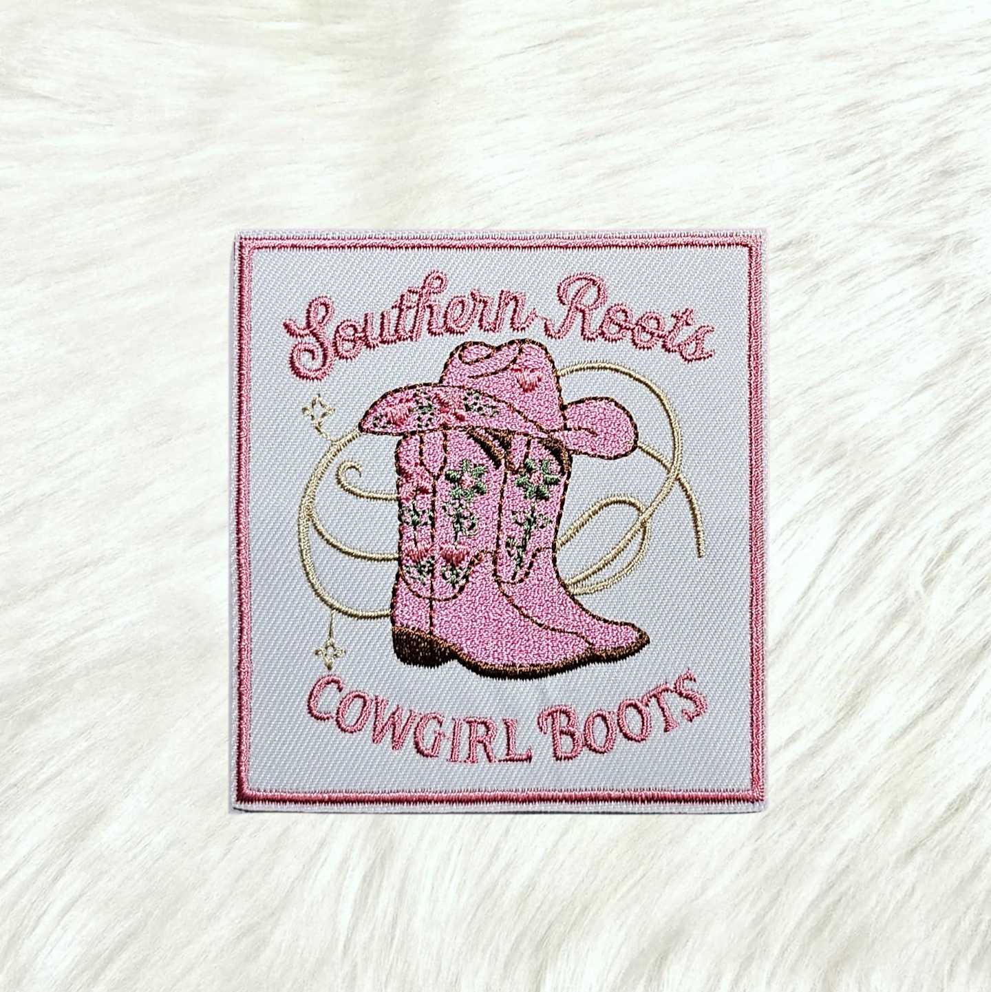 Southern Roots Cowgirl Boots Western Embroidery Iron On Patch