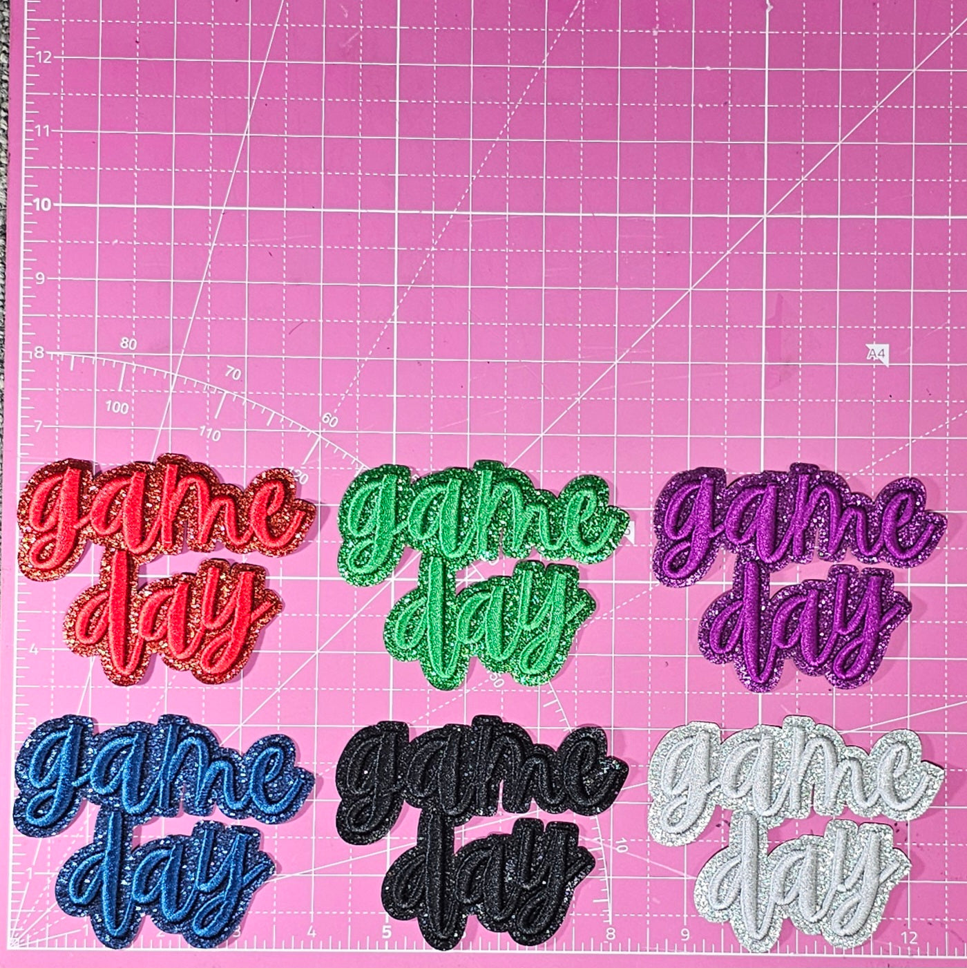 Game Day 3D Embroidery Small Glitter Iron On Patch