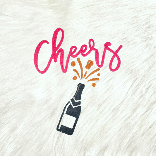 Champagne Cheers Fluffy Fuzzy Transfer Patch