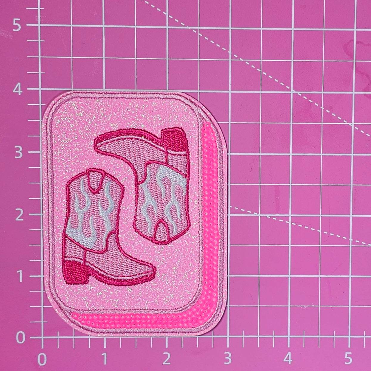 Mahjong Tile Pink Sequin Glitter Iron On Patches