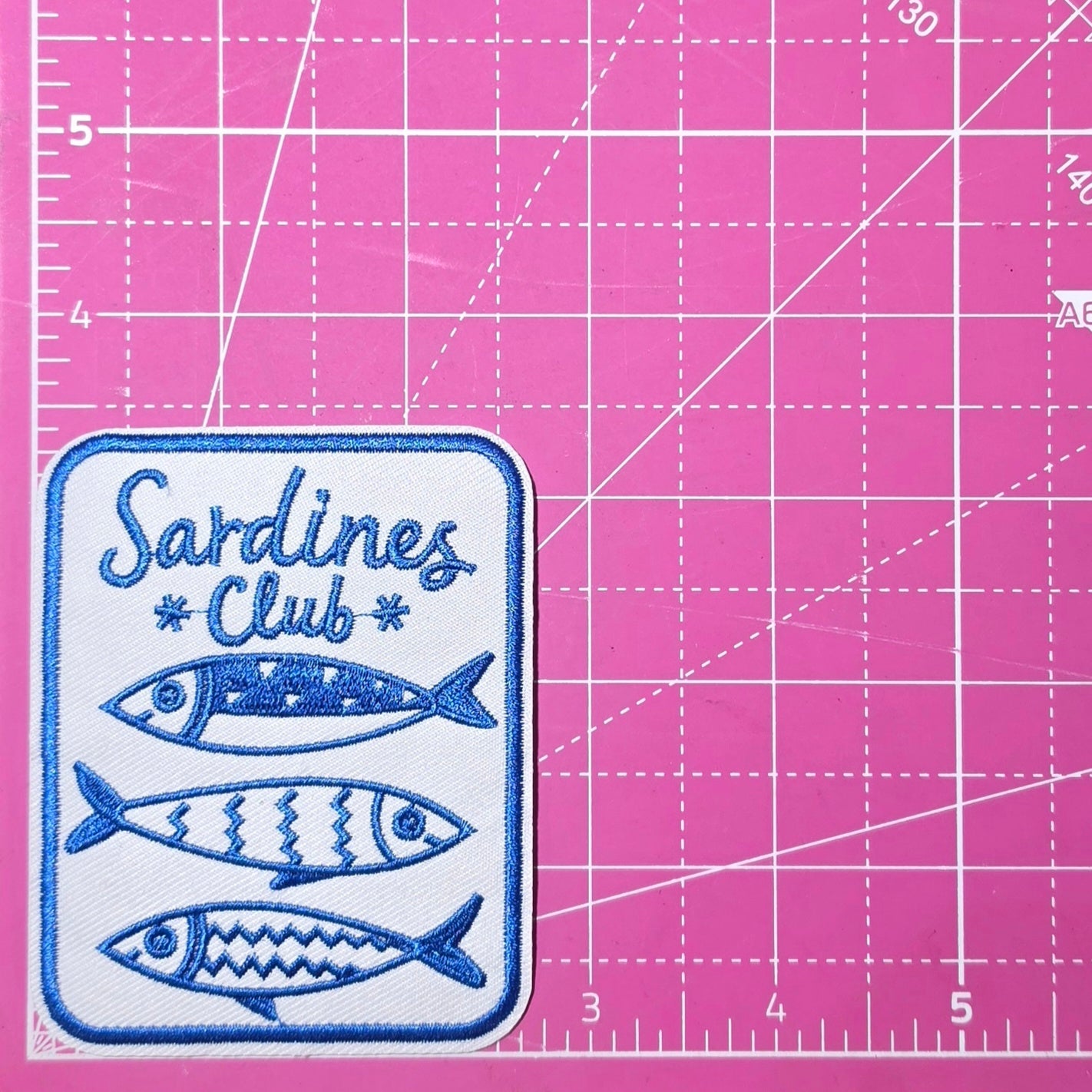 Sardines Club Fish Embroidery Iron On Patch