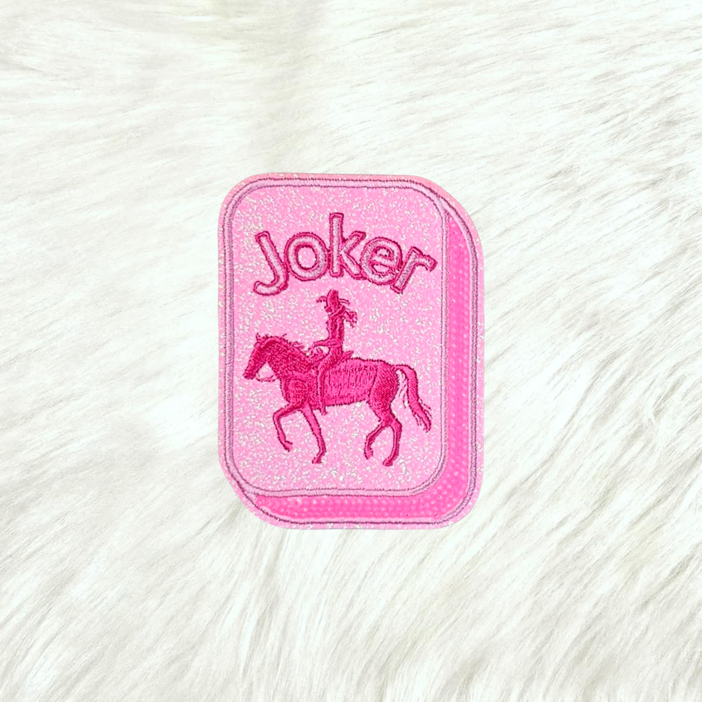 Mahjong Tile Pink Sequin Glitter Iron On Patches