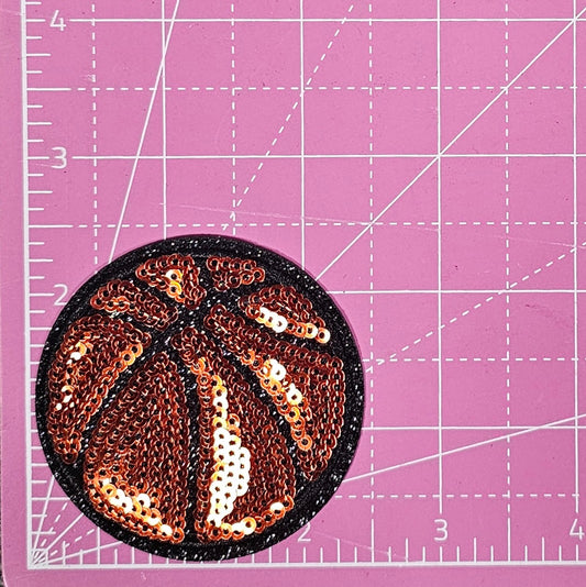 Basketball Sequin Black Glitter Small Iron On Patch
