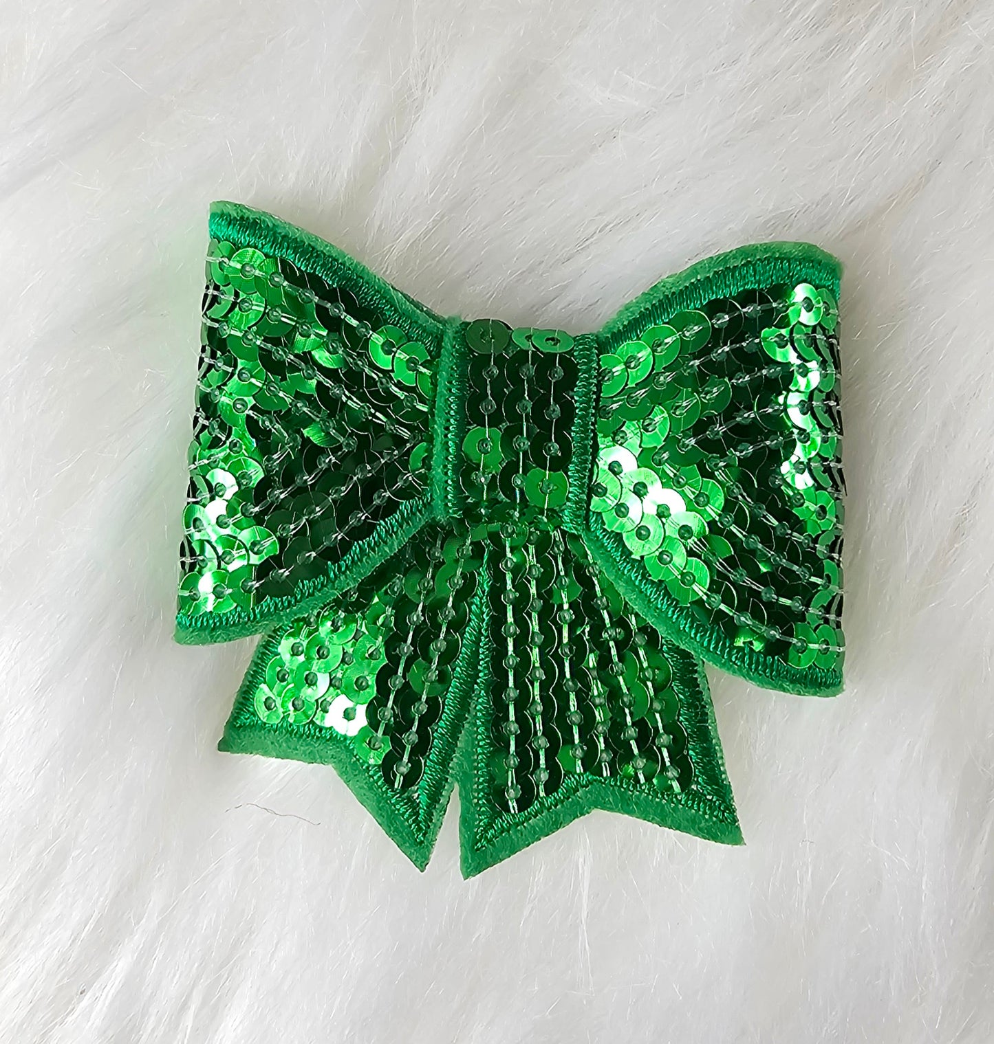 Small Sequin Bow Iron On Patch