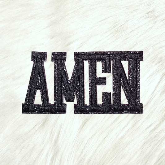 Amen 3D Embroidery Back Glitter Iron On Patch