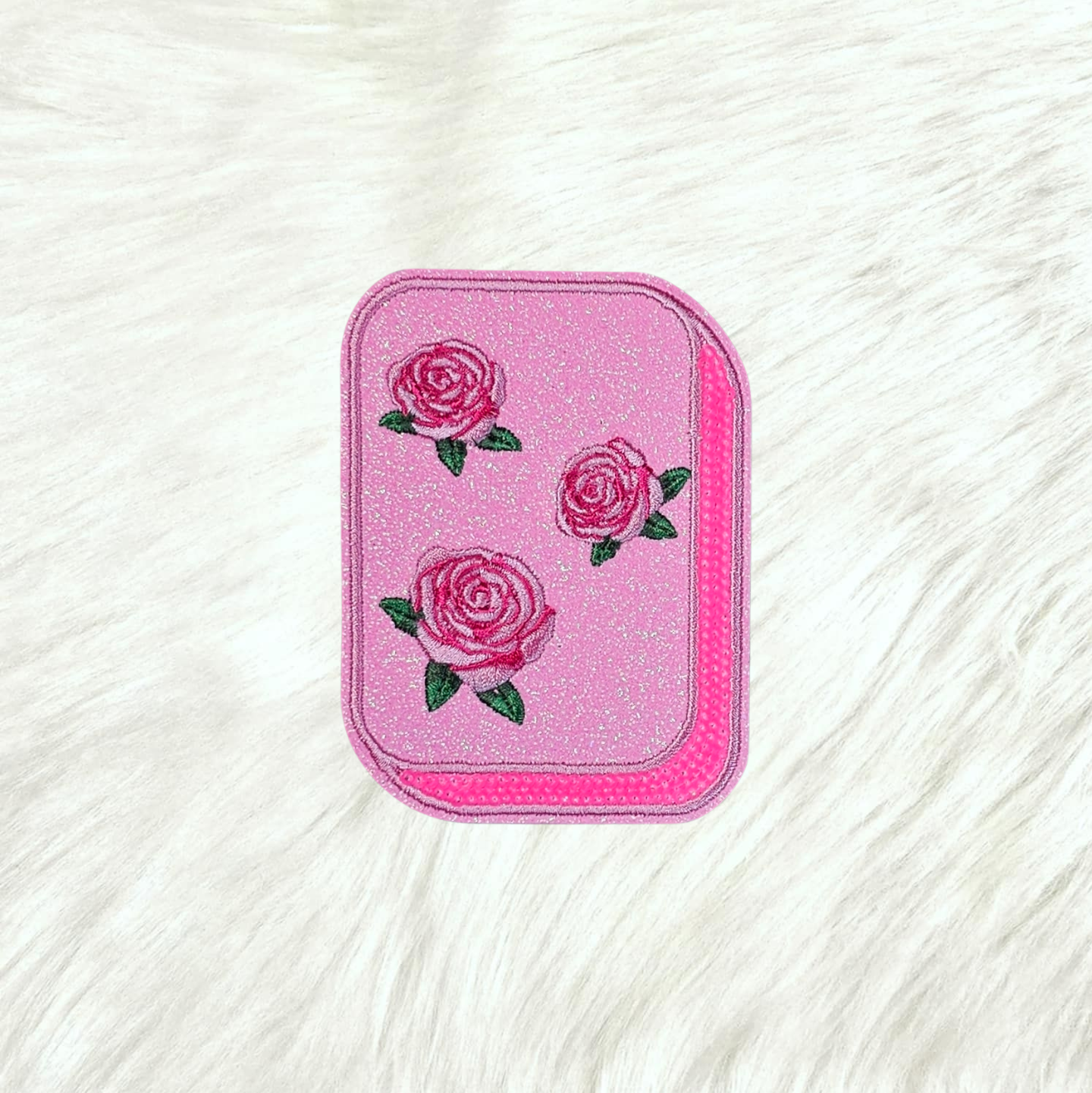 Mahjong Tile Pink Sequin Glitter Iron On Patches
