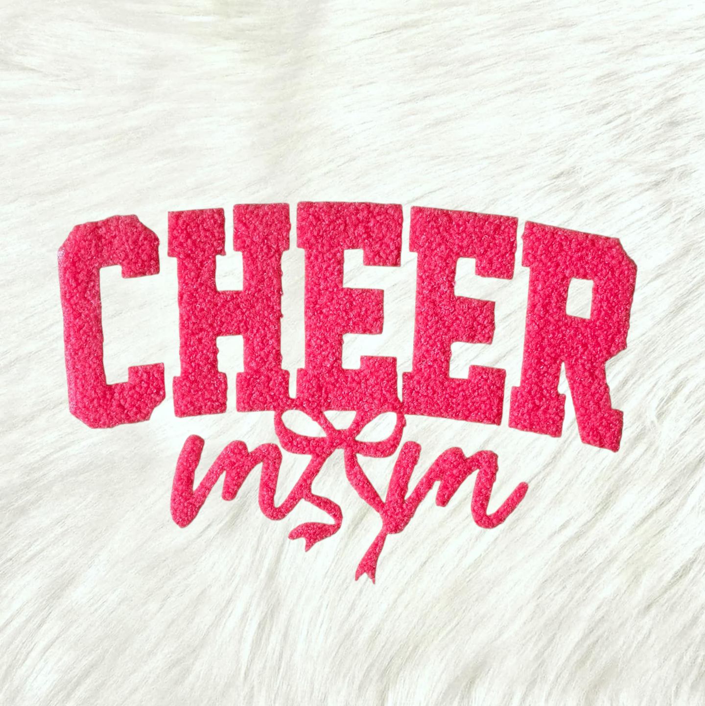 Cheer Mom Bow Fluffy Fuzzy Transfer Patch