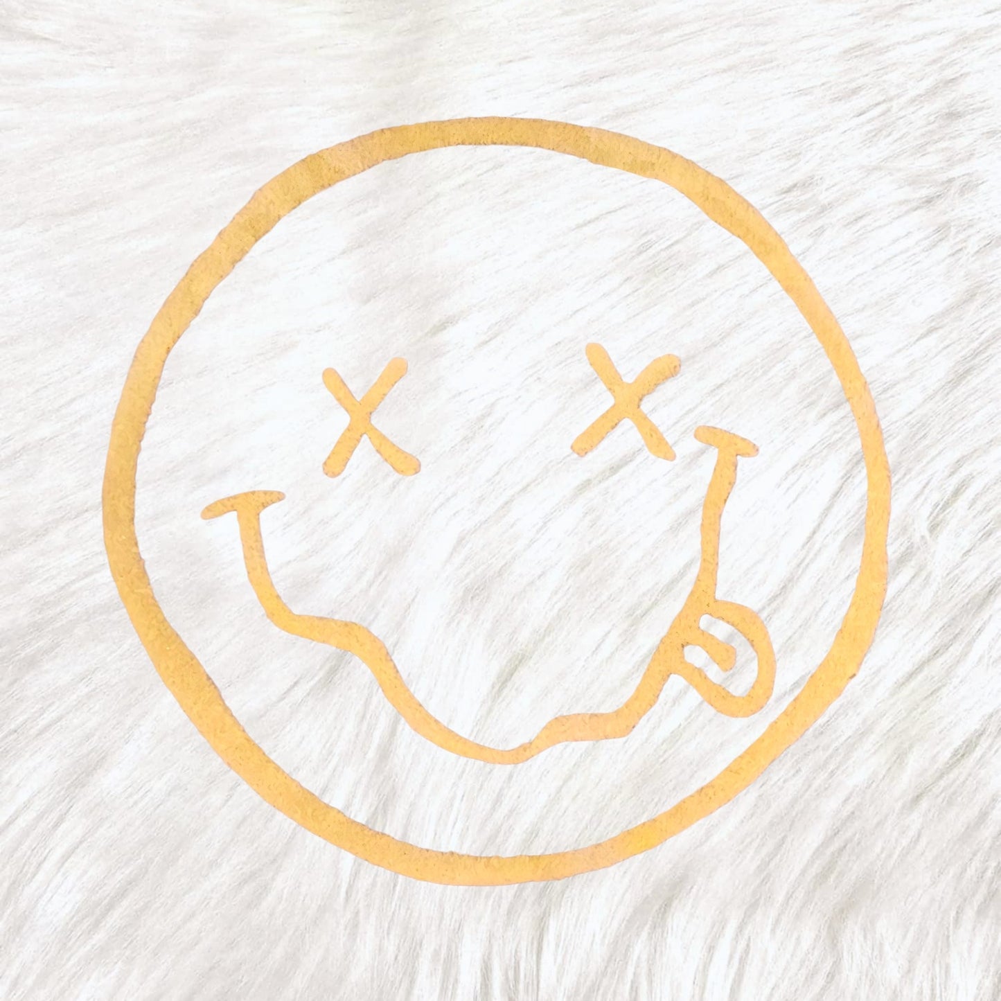 Grunge Smile Yellow Large Fluffy Fuzzy Transfer Patch