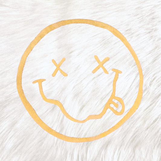 Grunge Smile Yellow Large Fluffy Fuzzy Transfer Patch