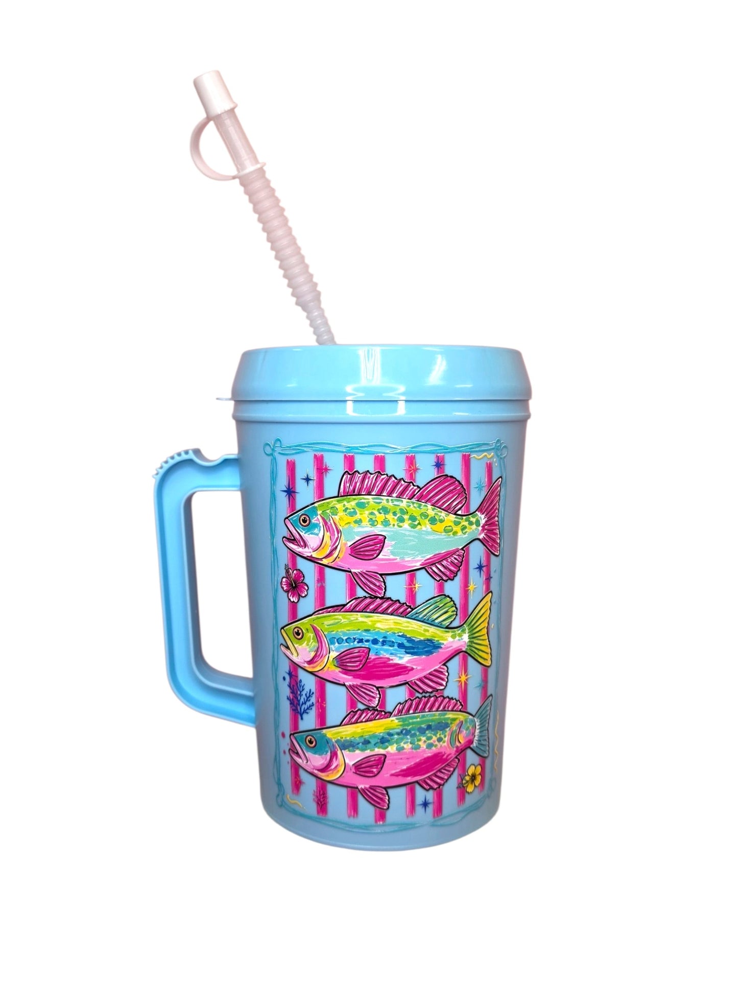 Tropical Fish Striped Mug HIP SIPS Mega Mug 34oz