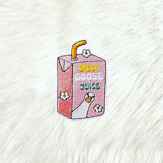 Silly Goose Juice Floral Embroidery Iron On Patch