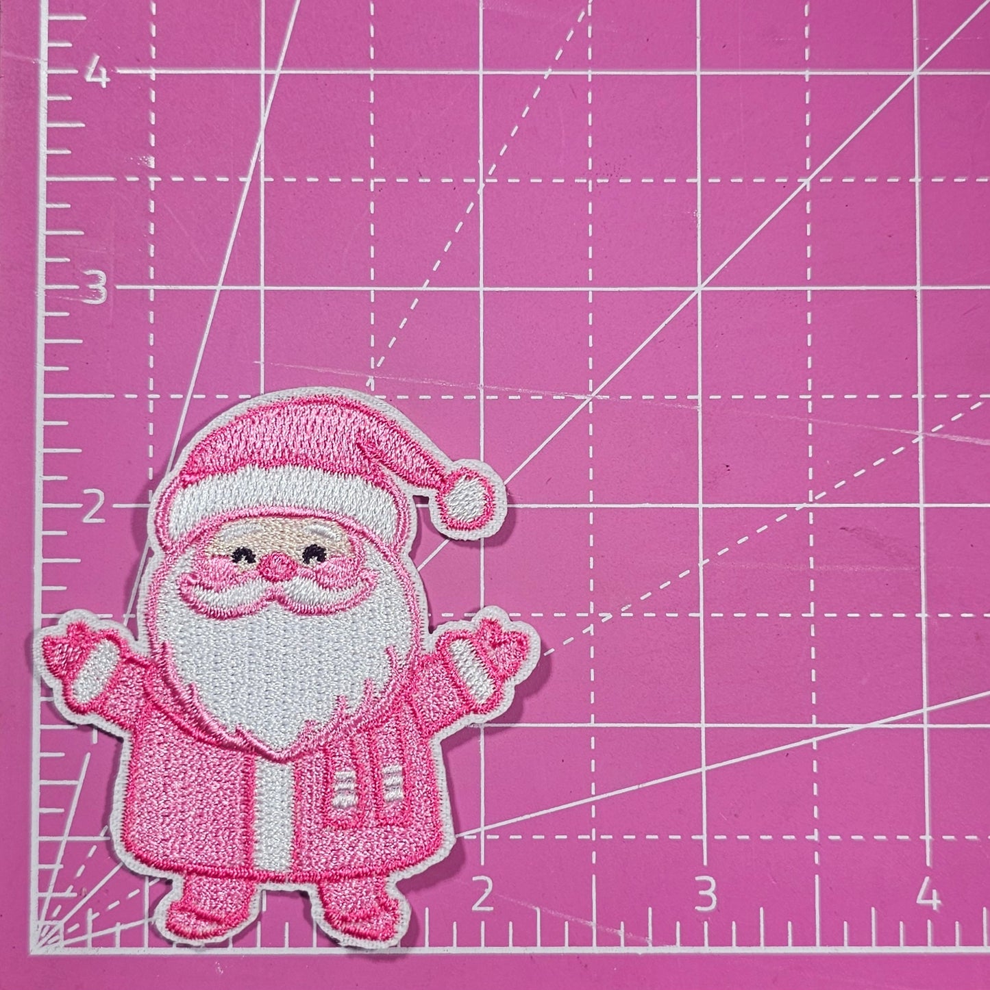 Santa Pink Hat and Suit Embroidery Iron On Patch