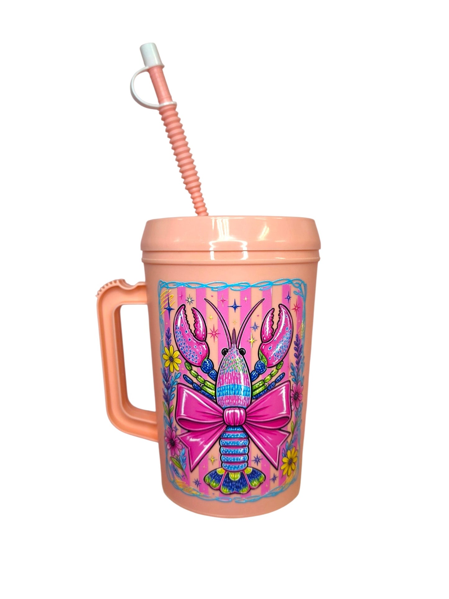 Lobster Crawfish Coastal Striped Mug HIP SIPS Mega Mug 34oz
