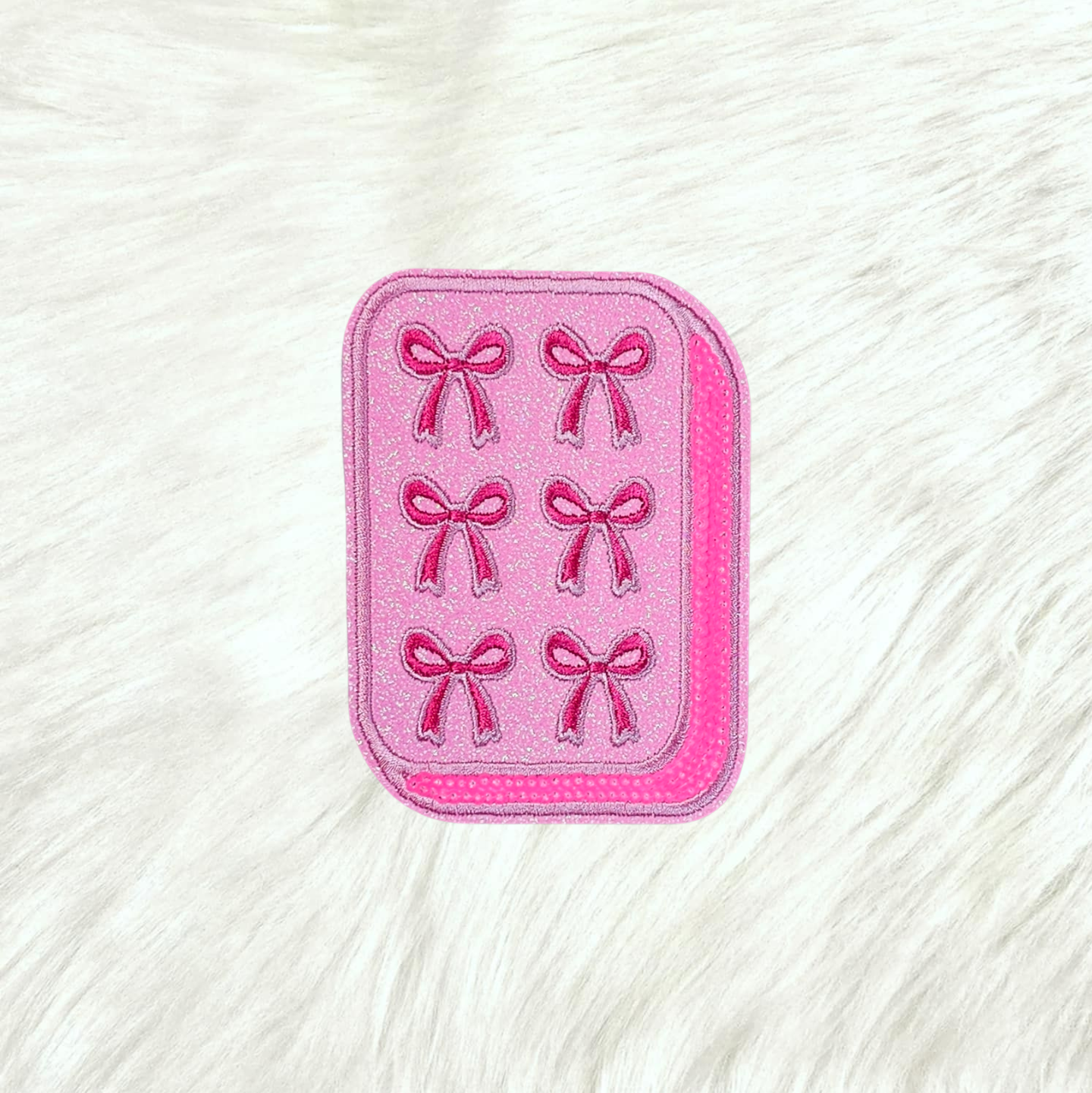 Mahjong Tile Pink Sequin Glitter Iron On Patches