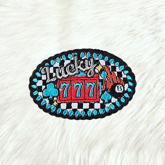 Lucky 777 Slot 8 Ball Western Embroidery Iron On Patch