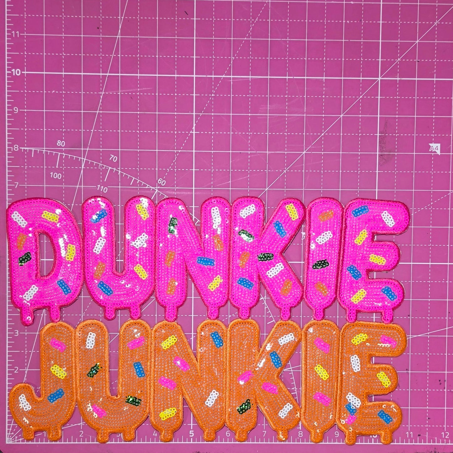 Dunkie Junkie Sprinkle Drip Sequin Large Iron On Patch