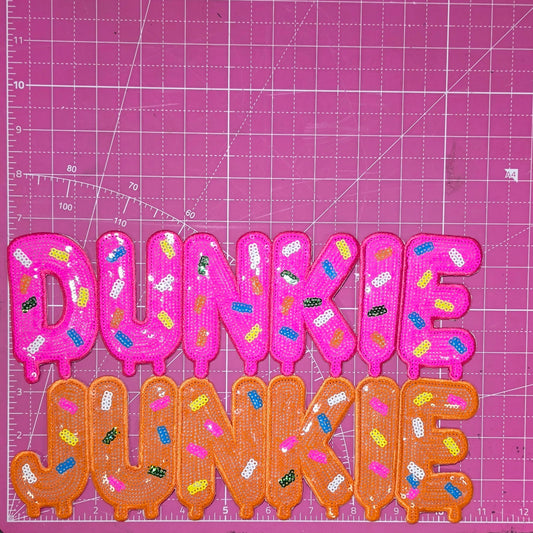 Dunkie Junkie Sprinkle Drip Sequin Large Iron On Patch