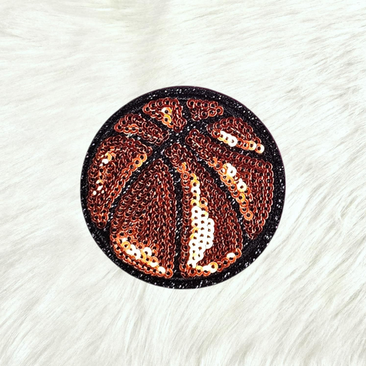 Basketball Sequin Black Glitter Small Iron On Patch
