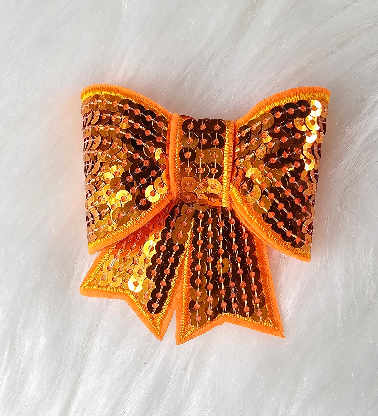 Small Sequin Bow Iron On Patch