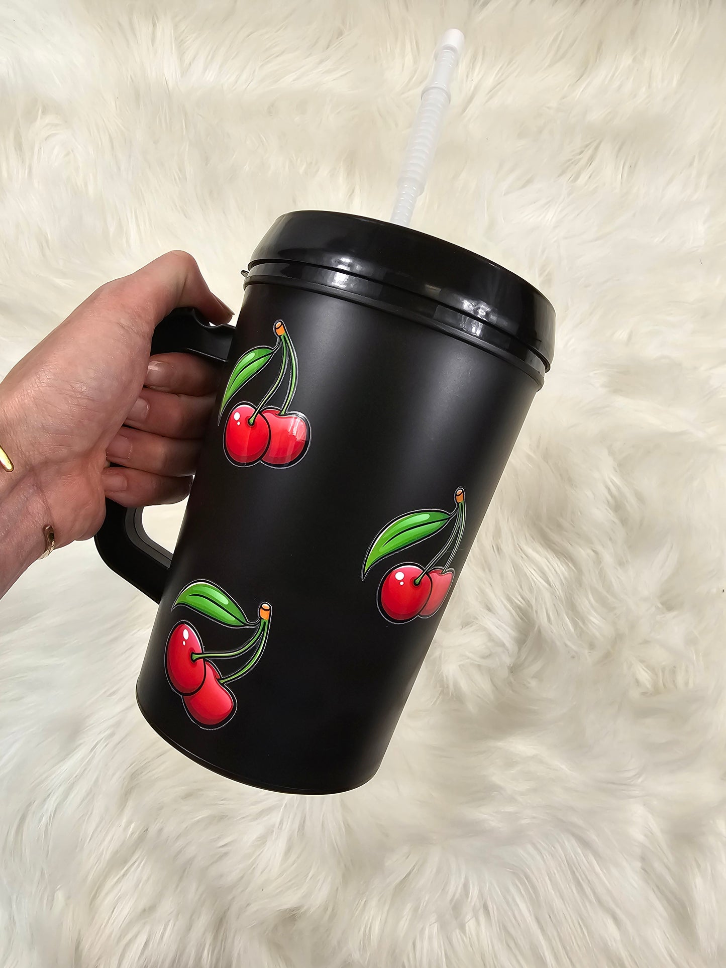 'Red Cherry' Full Wrap HIP SIPS Mega Mug 34oz