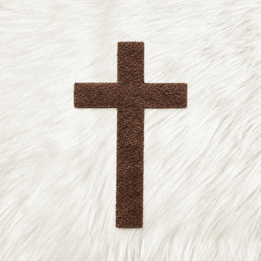 Cross Brown Large Fluffy Fuzzy Transfer Patch